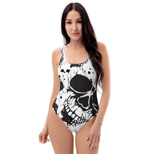 Manic Skull One-Piece Swimsuit - TSlater Designs