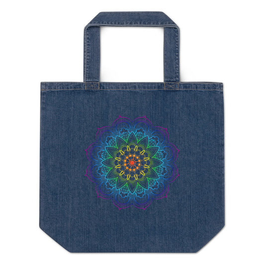 Rainbow Zen Organic denim tote bag - TSlater Designs