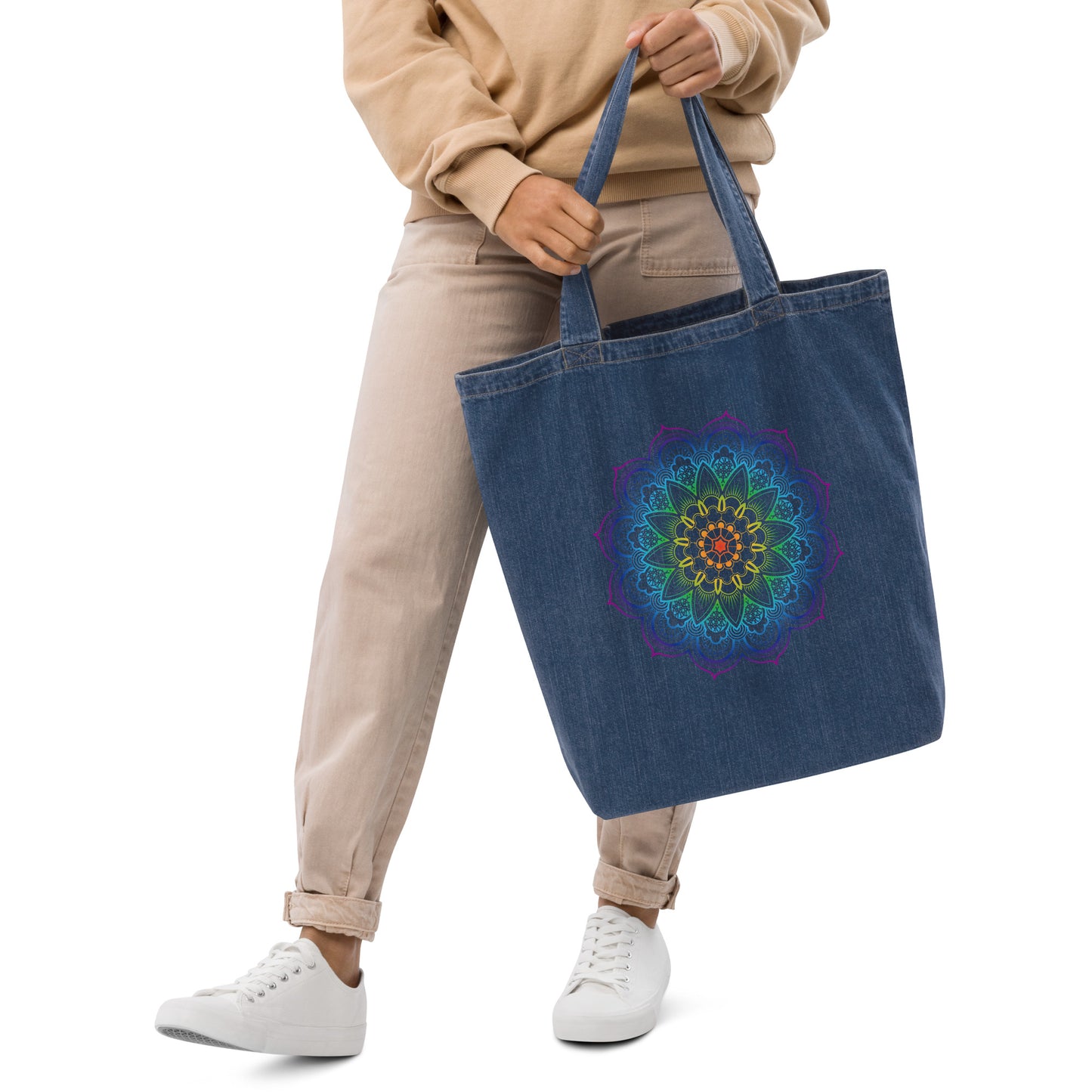 Rainbow Zen Organic denim tote bag - TSlater Designs