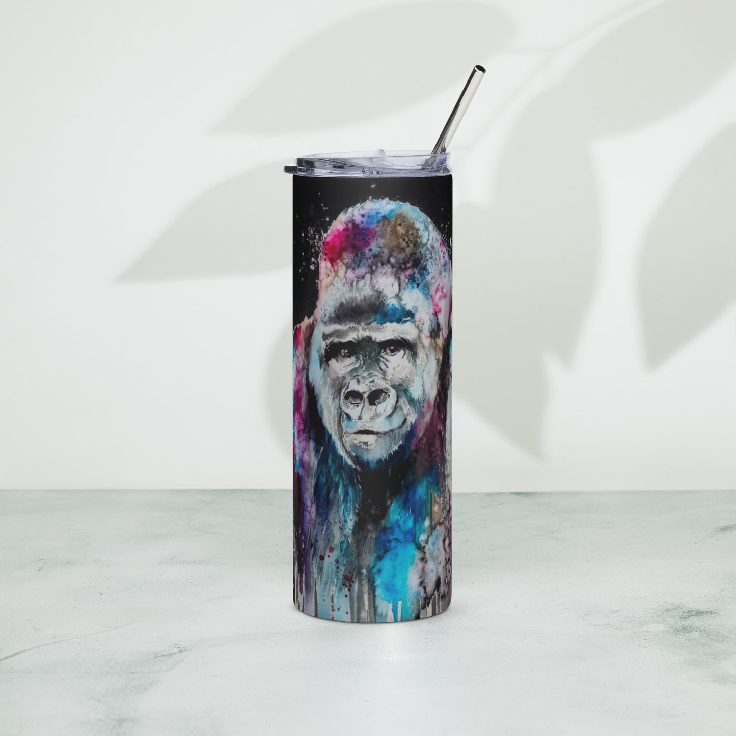 Watercolor Golrilla Stainless steel tumbler - TSlater Designs