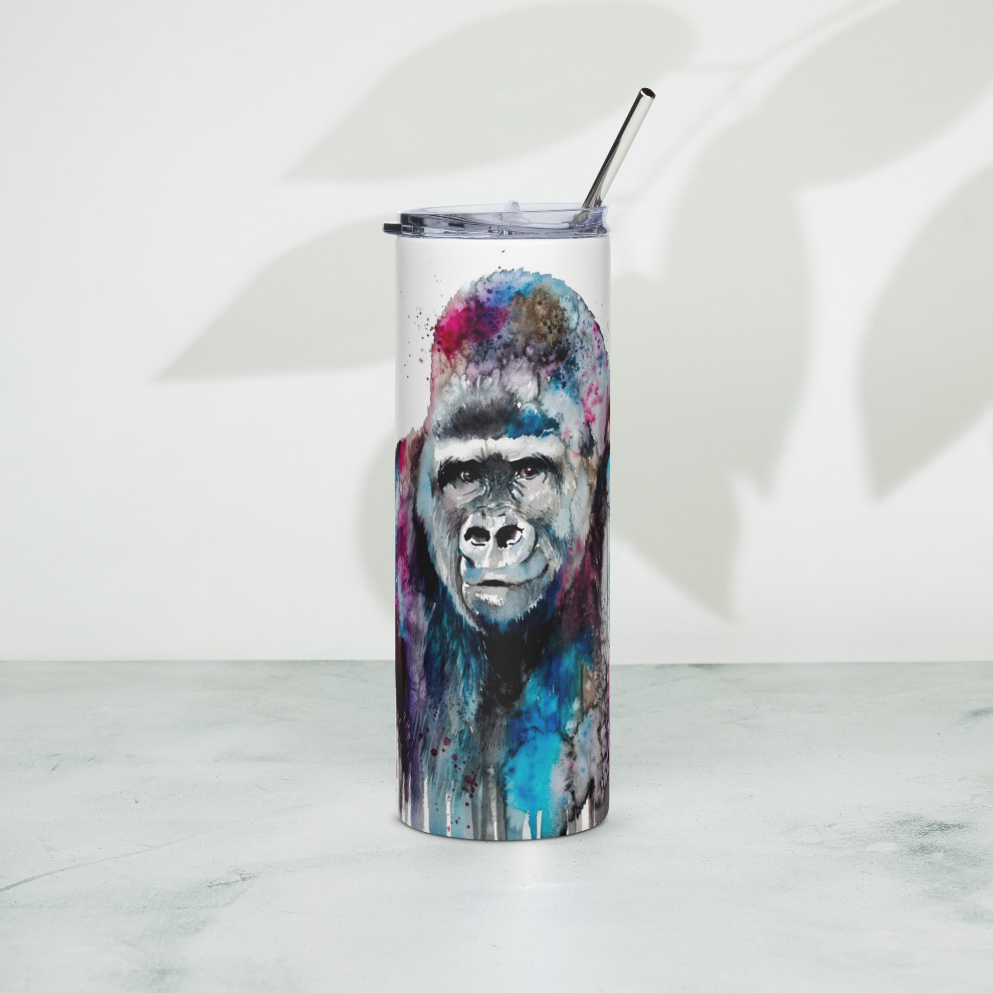 Watercolor Golrilla Stainless steel tumbler - TSlater Designs