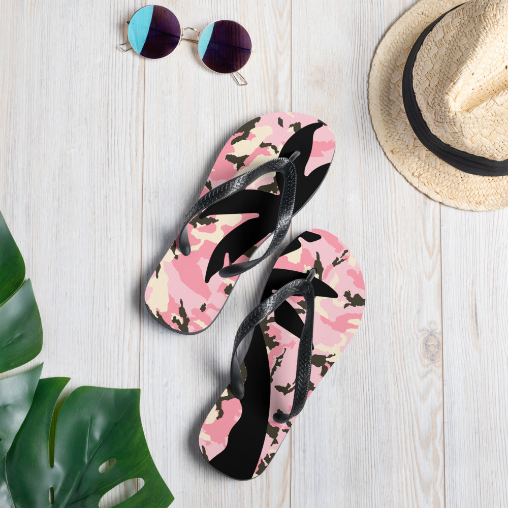 Pink Camo palm-tree Flip-Flops - TSlater Designs