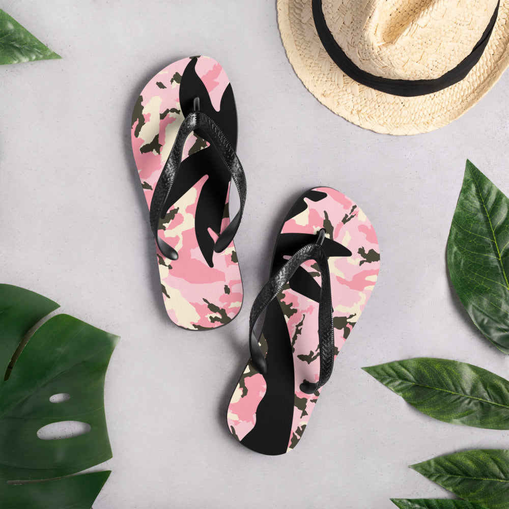 Pink Camo palm-tree Flip-Flops - TSlater Designs