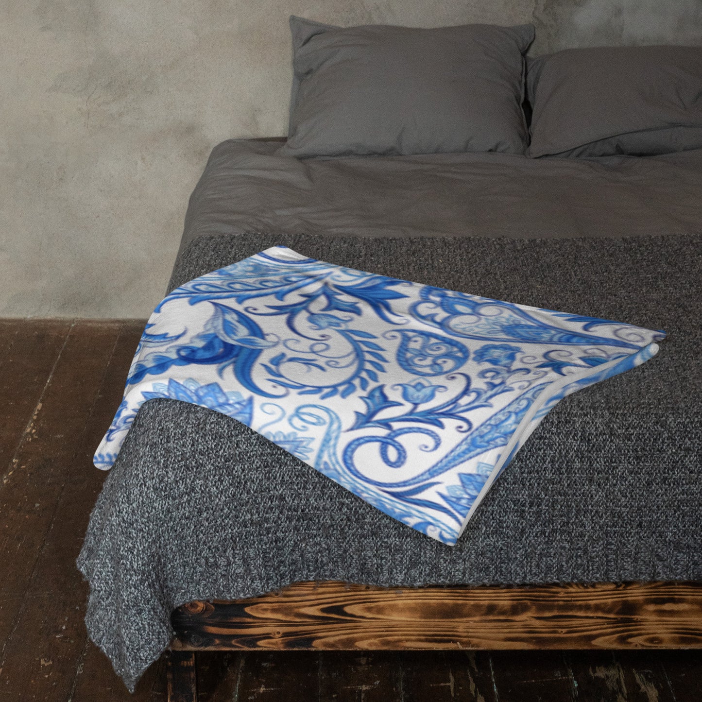 Blue Paisley Throw Blanket